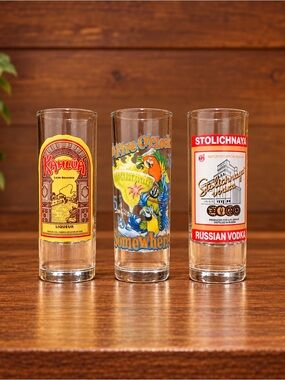 Kahlúa, Stolichnaya & It’s 5 O’Clock Somewhere Barware Set of 3 Shot Glasses